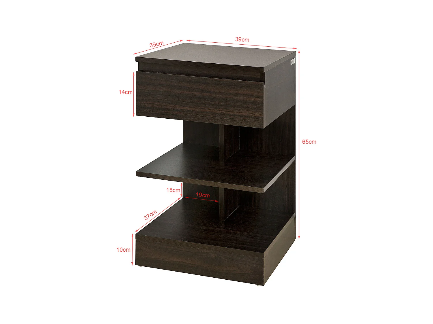 SoBuy FBT49-BR Bijzettafel Nachtkastje Veelzijdig Salontafel Commode met 1 lade