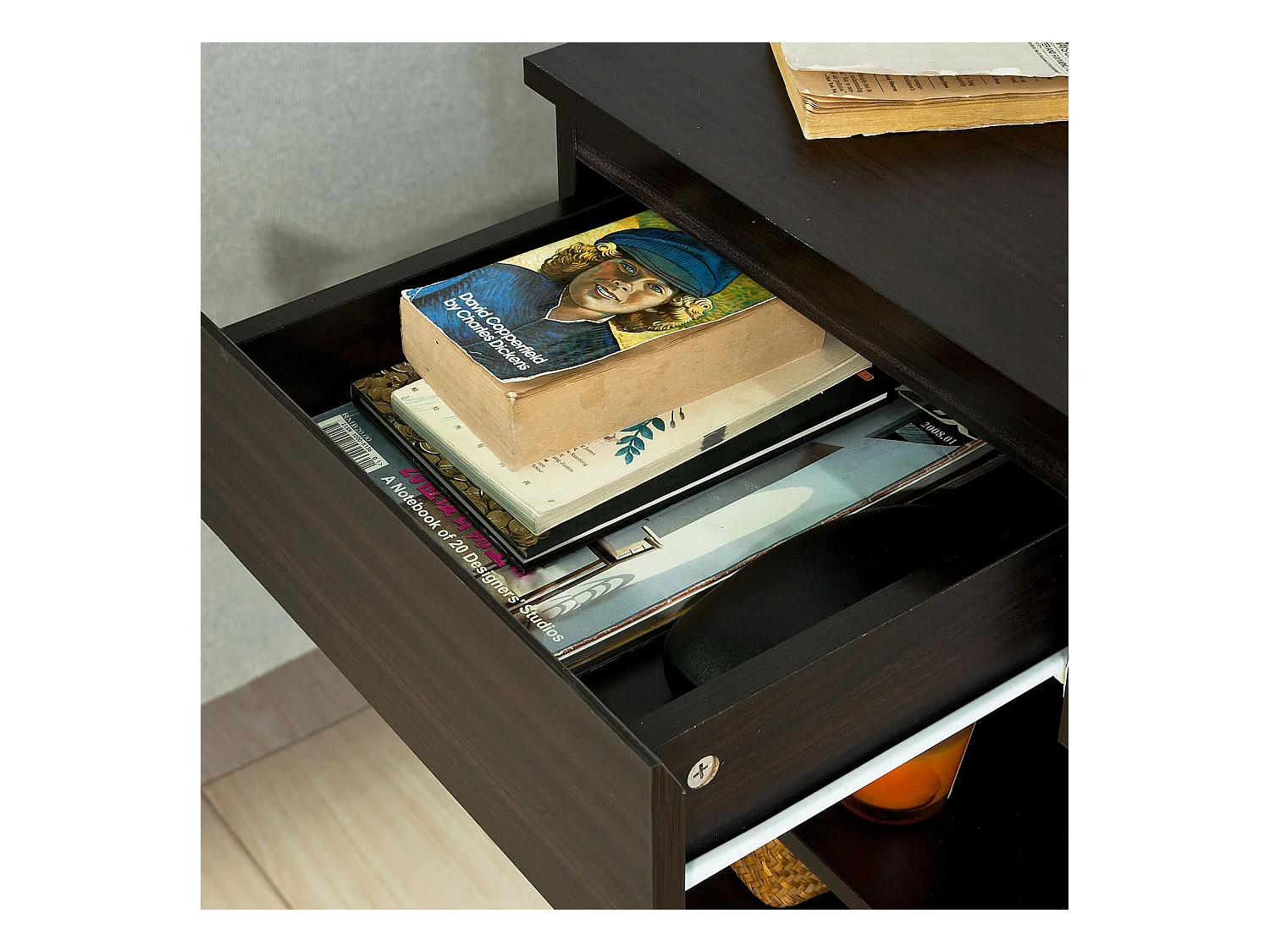 SoBuy FBT49-BR Bijzettafel Nachtkastje Veelzijdig Salontafel Commode met 1 lade