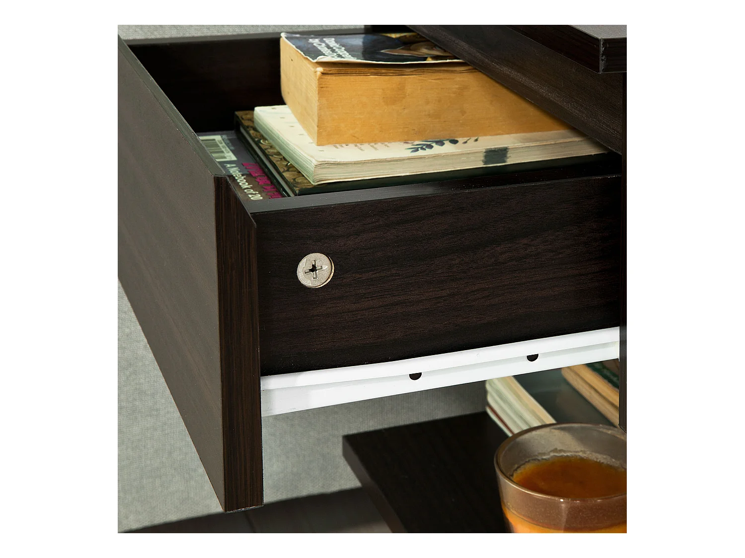 SoBuy FBT49-BR Bijzettafel Nachtkastje Veelzijdig Salontafel Commode met 1 lade