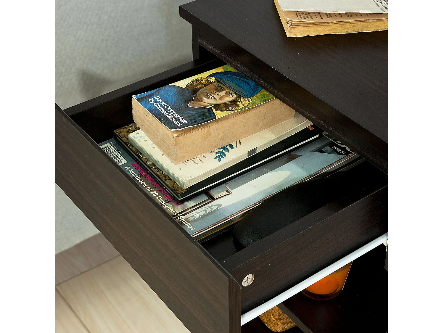 SoBuy FBT49-BR Bijzettafel Nachtkastje Veelzijdig Salontafel Commode met 1 lade