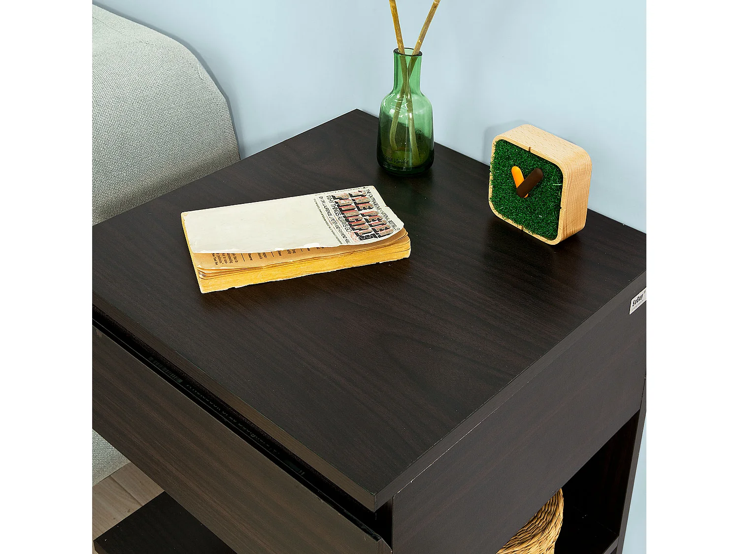 SoBuy FBT49-BR Bijzettafel Nachtkastje Veelzijdig Salontafel Commode met 1 lade