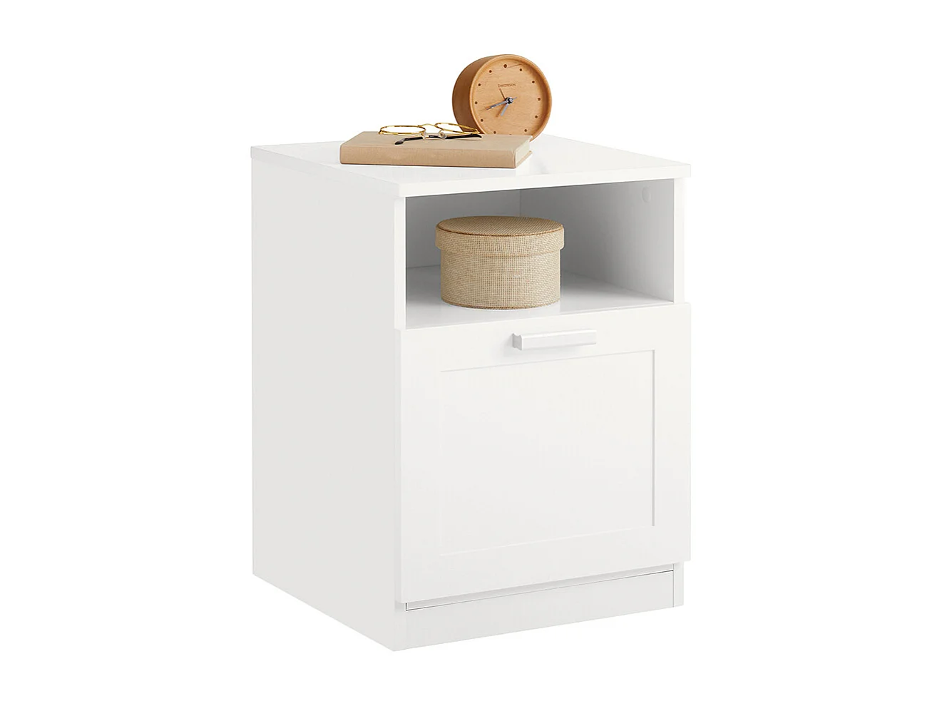 SoBuy FBT112-W Nachtkastje, Bijzettafel met 1 Open Compartiment en 1 Lade