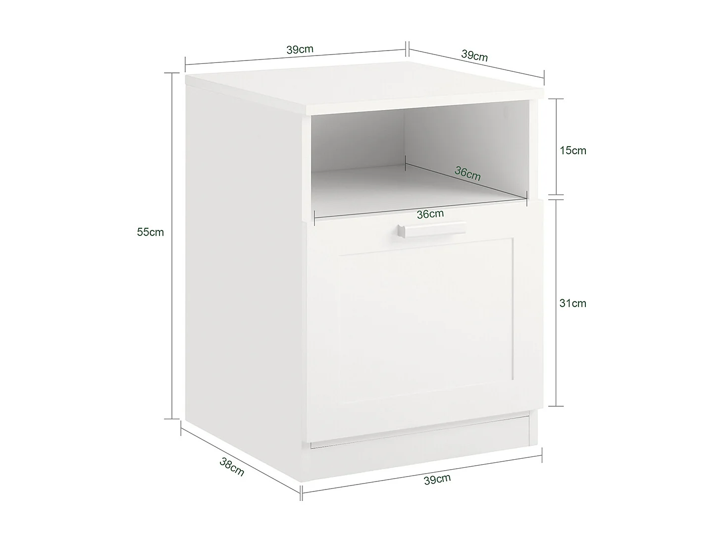 SoBuy FBT112-W Nachtkastje, Bijzettafel met 1 Open Compartiment en 1 Lade