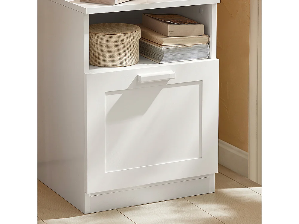 SoBuy FBT112-W Nachtkastje, Bijzettafel met 1 Open Compartiment en 1 Lade