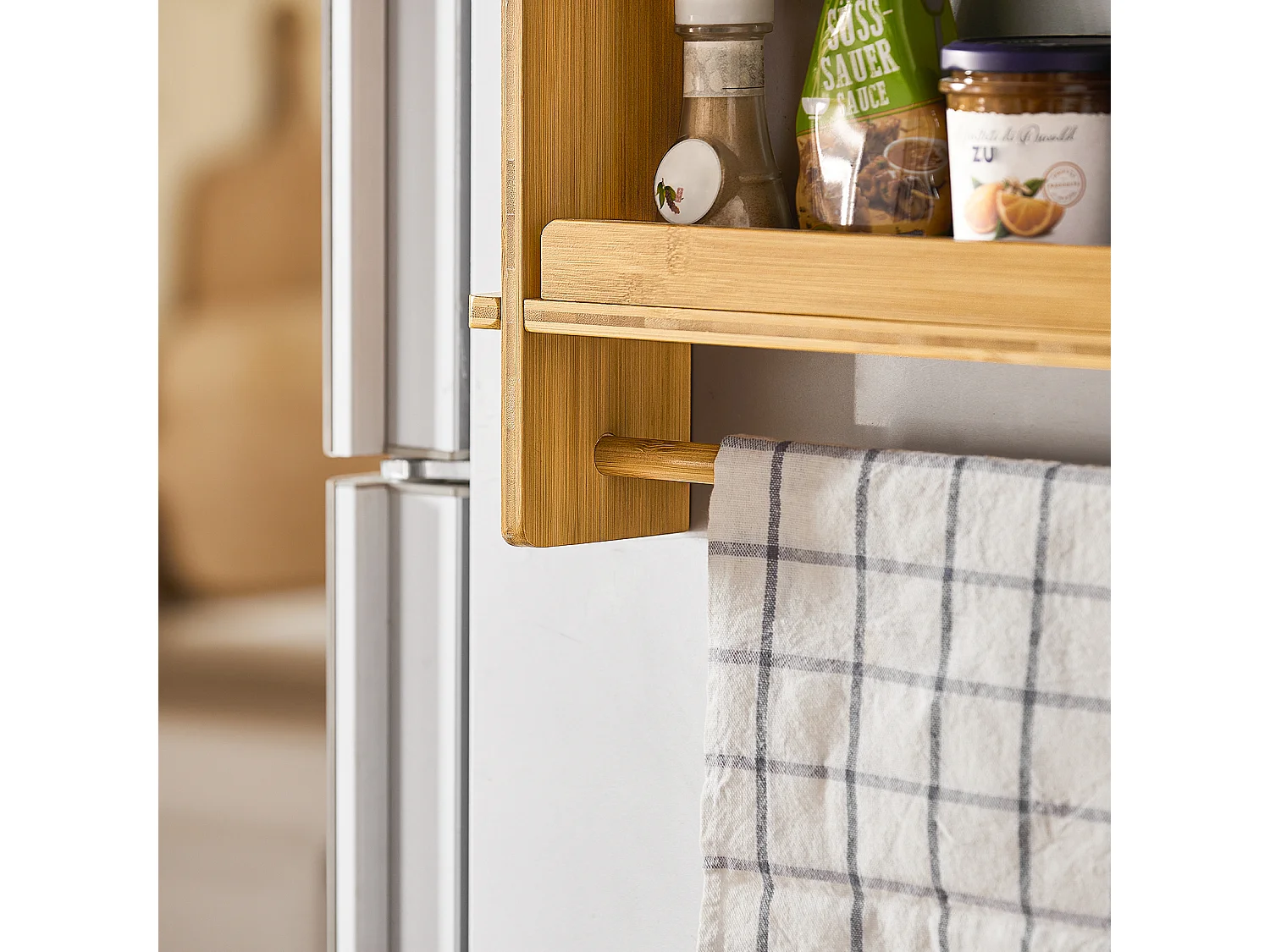 Étagère à Suspendre pour réfrigérateur avec ventouses Étagère à épices 3 étagères réglables,KCR03-N