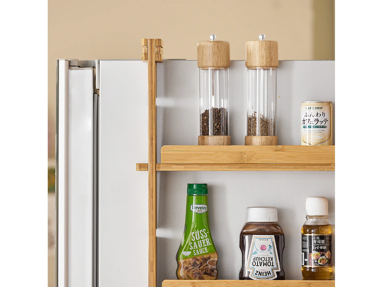 Étagère à Suspendre pour réfrigérateur avec ventouses Étagère à épices 3 étagères réglables,KCR03-N