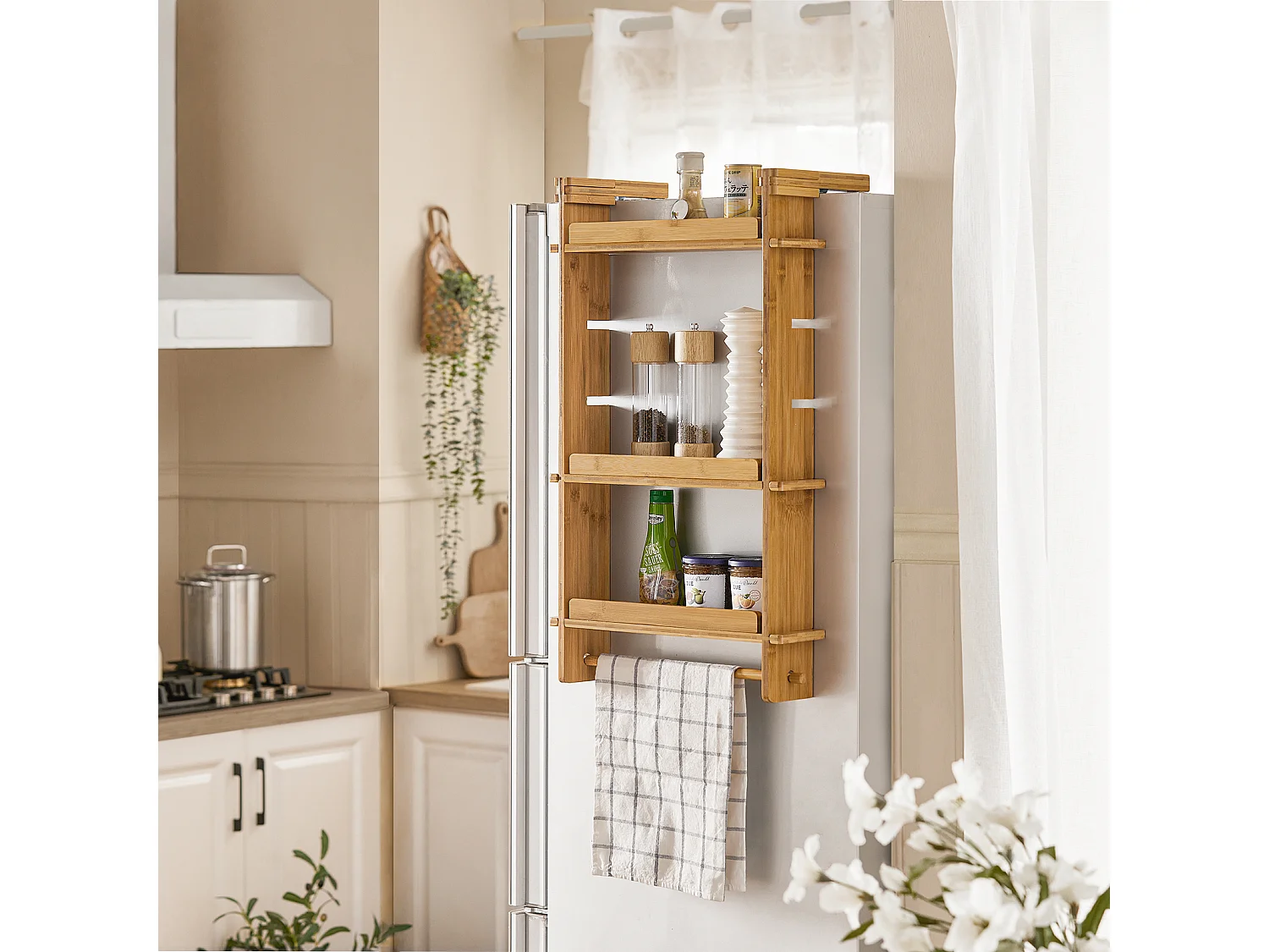 Regał do zawieszenia na lodówkę, bambus KCR03-N