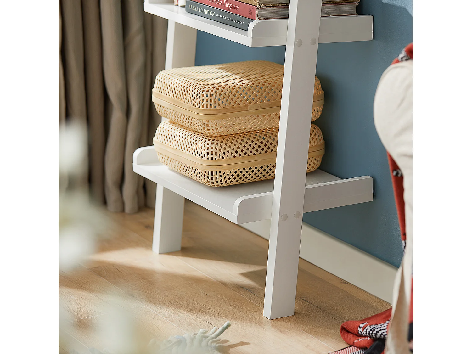 SoBuy FRG17-W Ladderrek - Opbergplank - Decoratie - Veelzijdig - Ladderplank