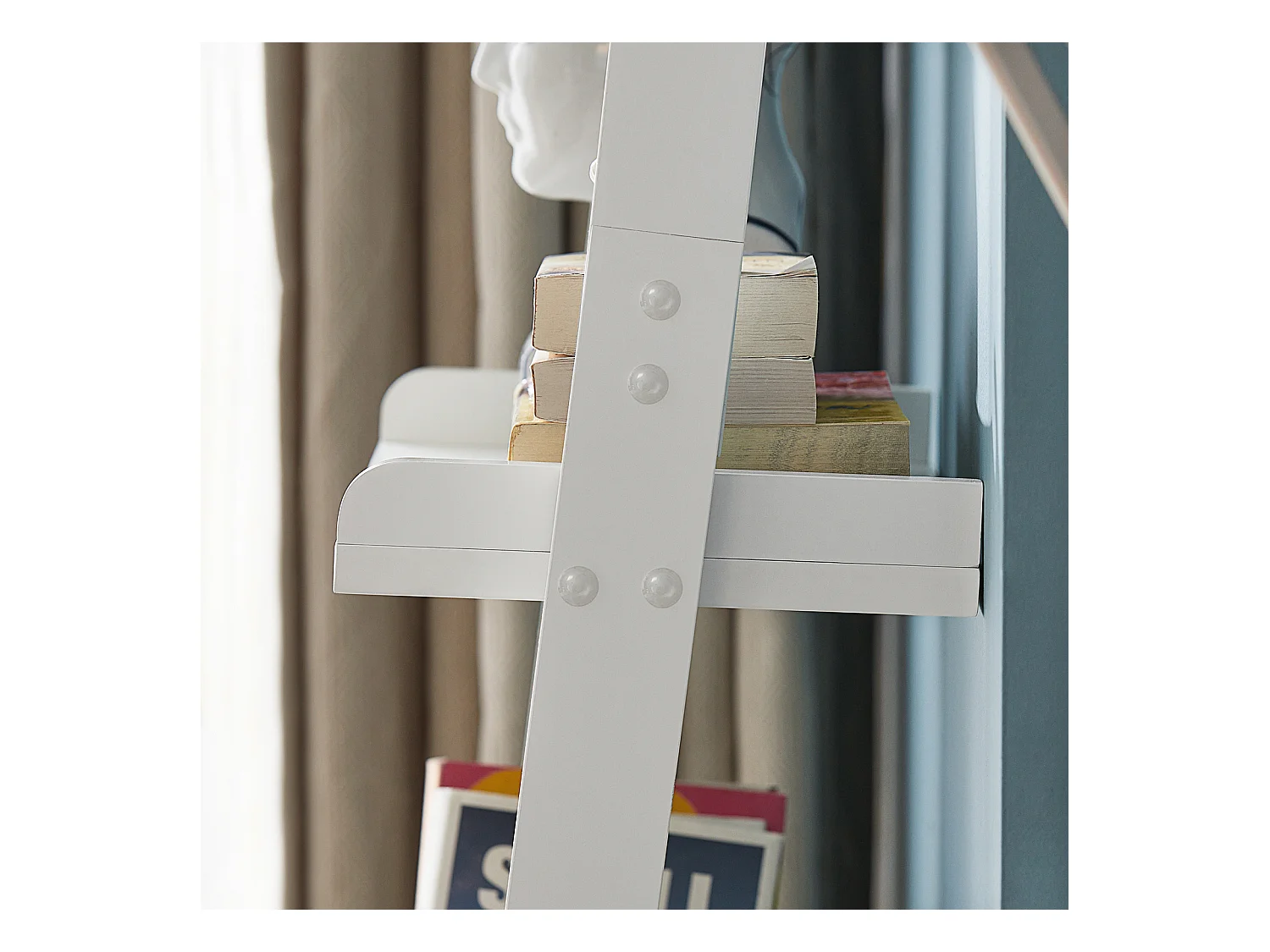 SoBuy FRG17-W Ladderrek - Opbergplank - Decoratie - Veelzijdig - Ladderplank