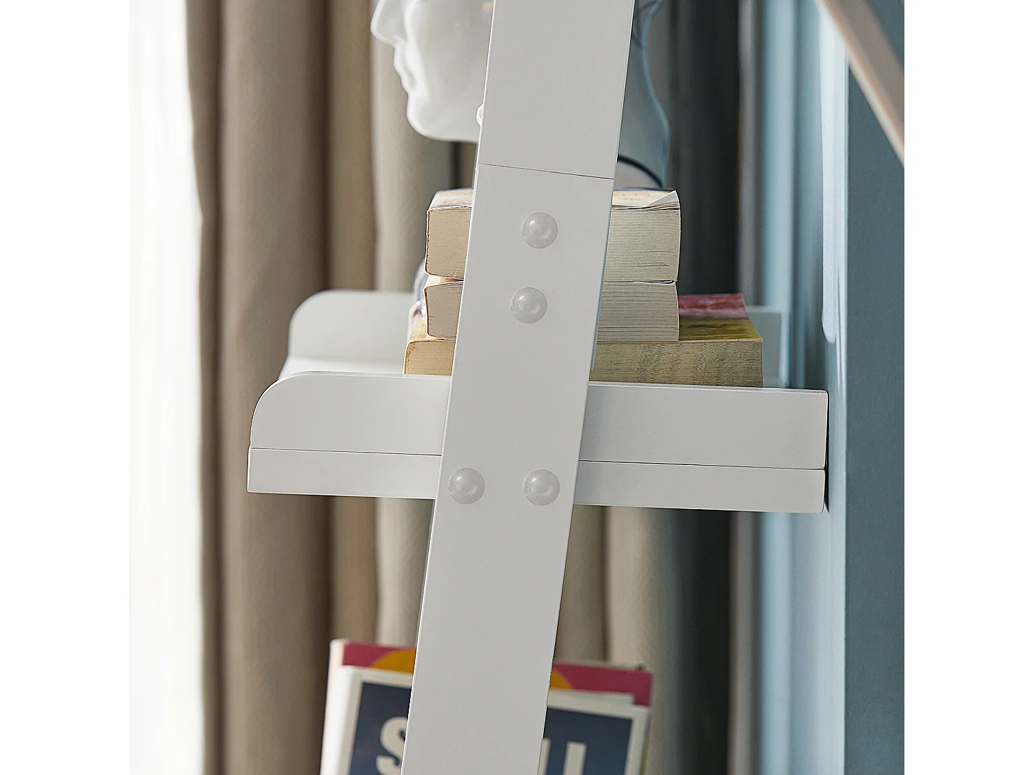 Étagère murale style échelle 5 niveaux Bibliothèque Étagère échelle, FRG17-W