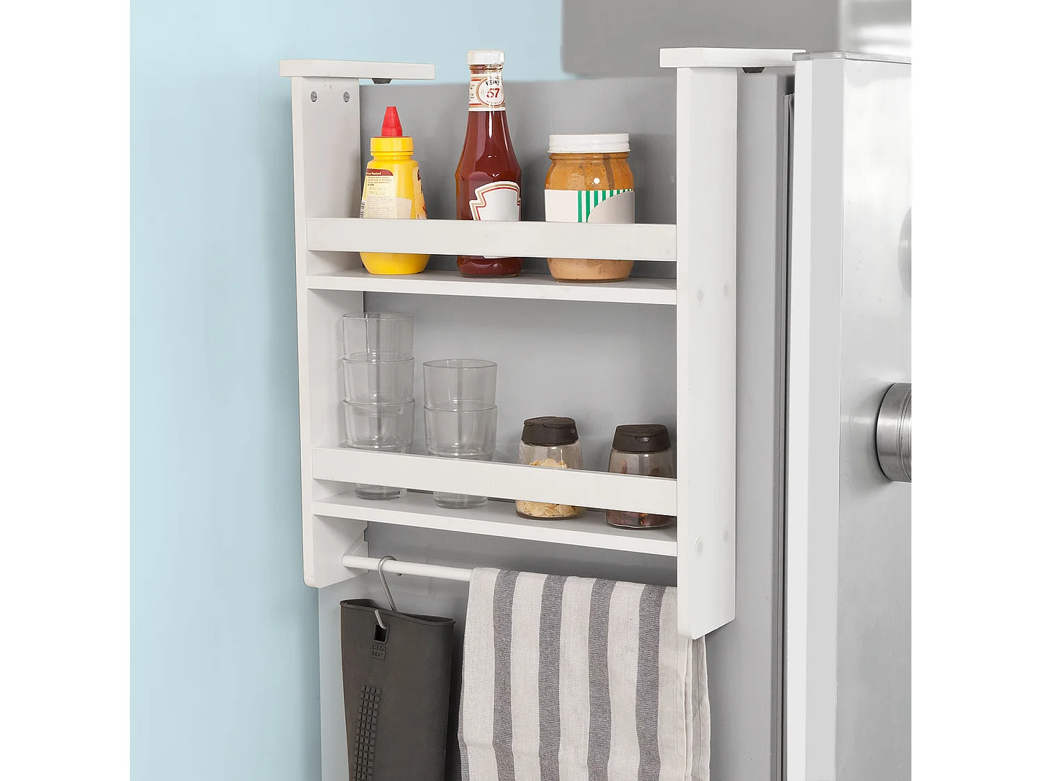 SoBuy FRG149-W Keukenplank Kruidenrek met 2 planken Hangplank voor koelkast