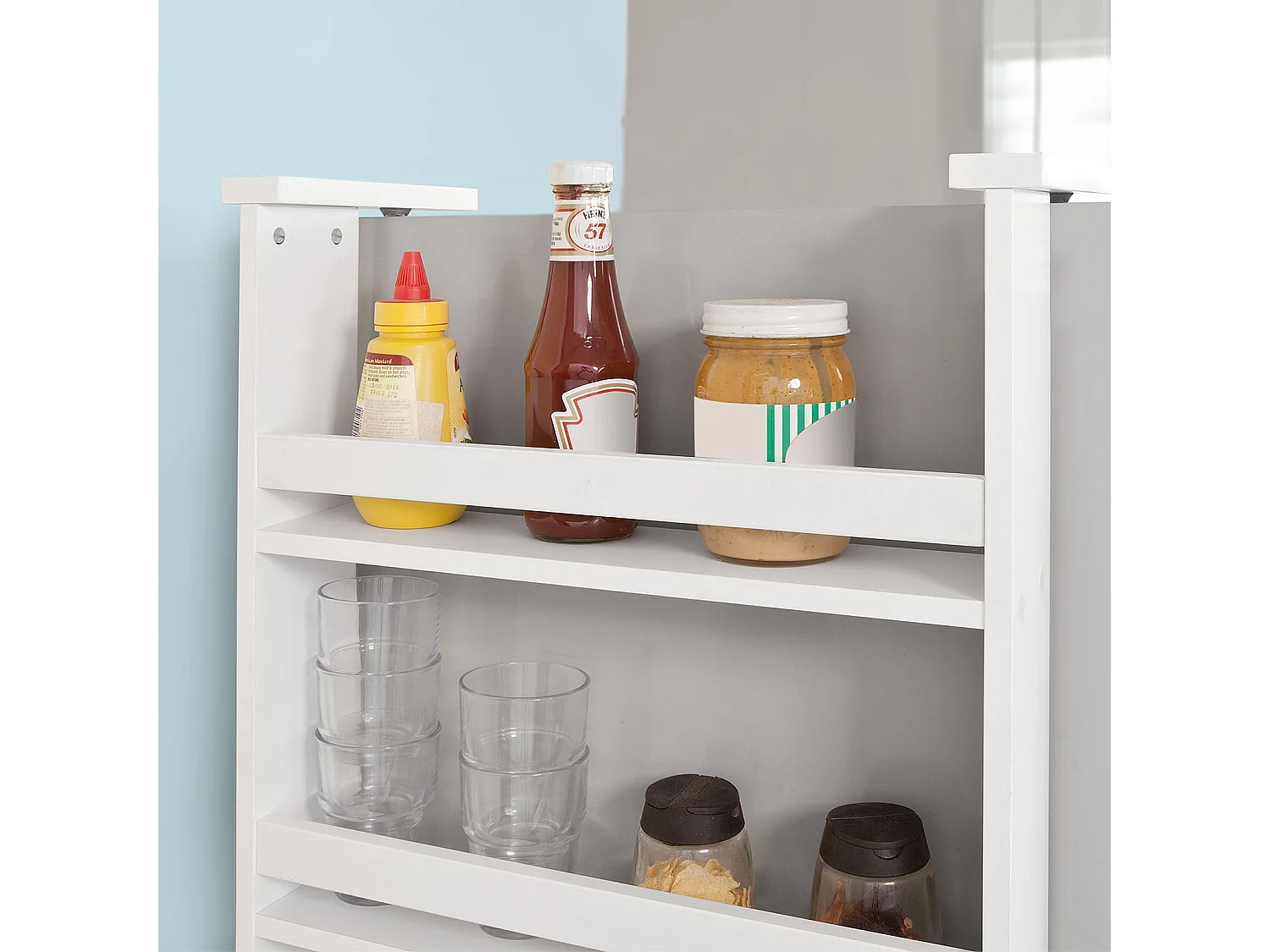SoBuy FRG149-W Keukenplank Kruidenrek met 2 planken Hangplank voor koelkast
