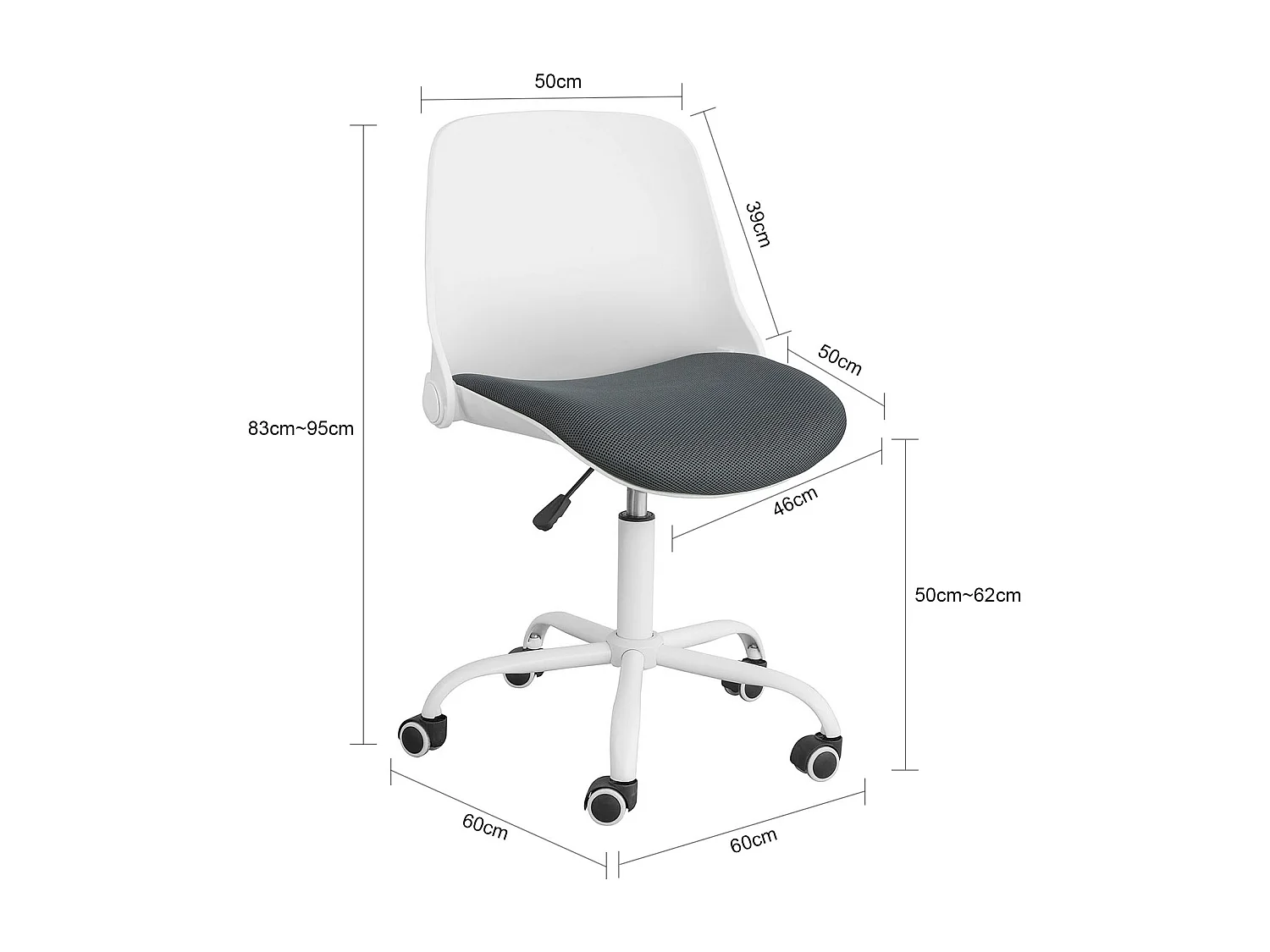 Chaise de Bureau Ergonomique Dossier Pliant Fauteuil Pivotant Chaise avec Dossier Pliable, FST87-W