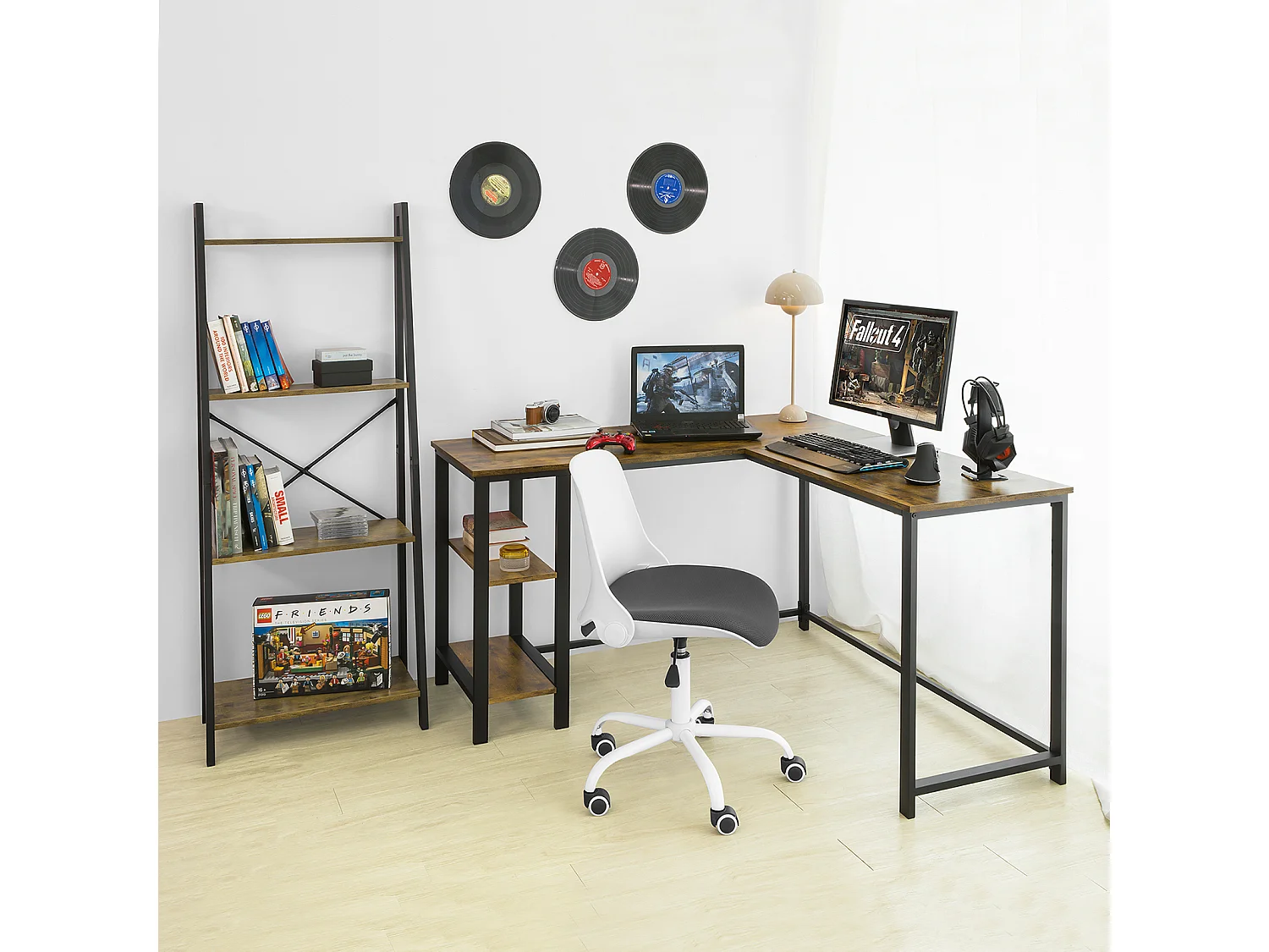 Chaise de Bureau Ergonomique Dossier Pliant Fauteuil Pivotant Chaise avec Dossier Pliable, FST87-W