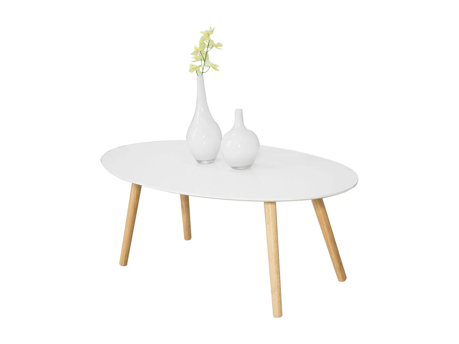 Table Basse ovale Table d’appoint Design Moderne Table de Salon en Bois, FBT61-W