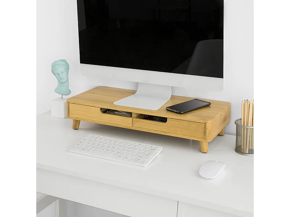 Soporte para Monitor y Ordenador Portátil Elevador de Pantalla con 2 Cajones BBF06-N SoBuy ES