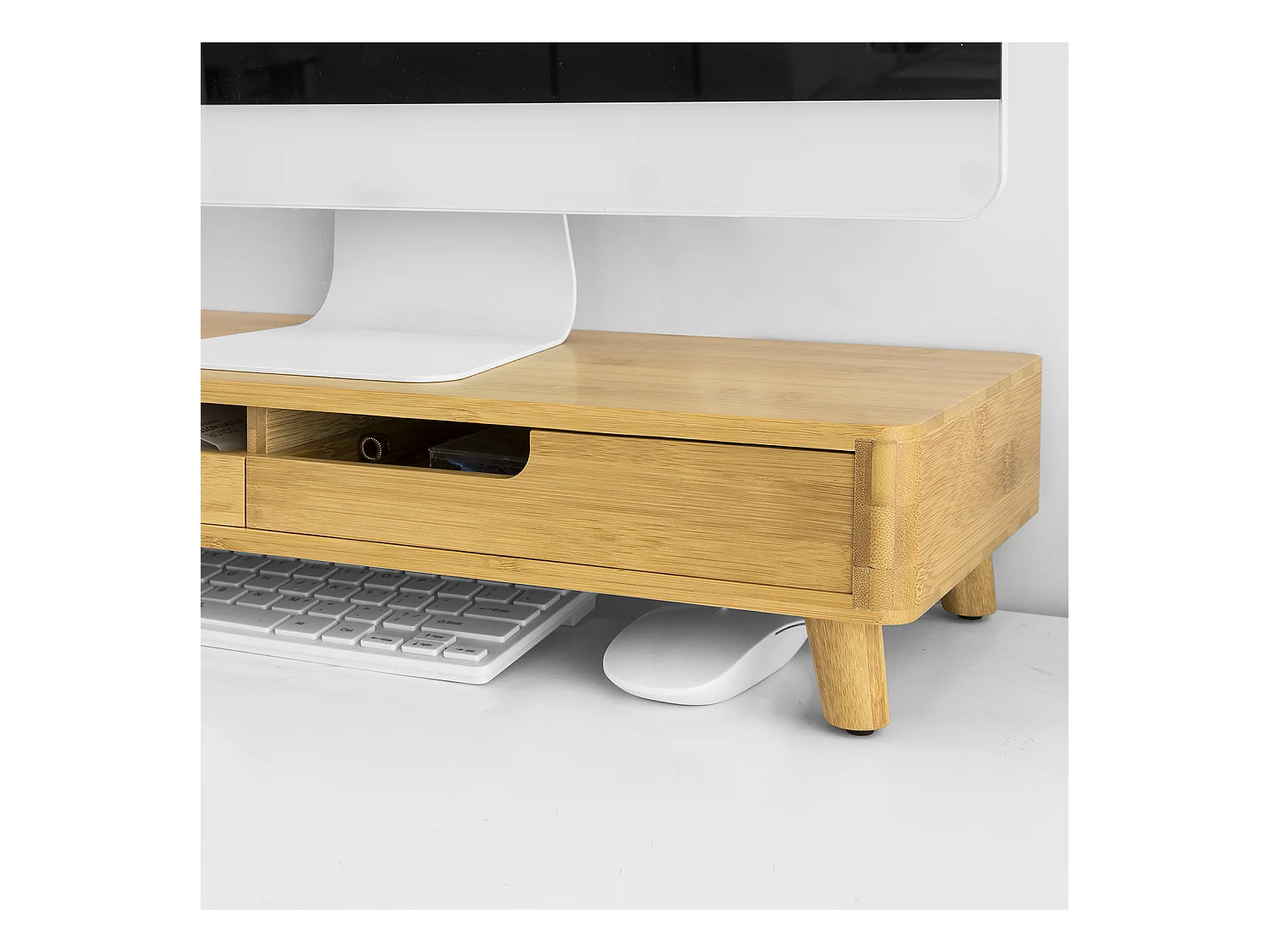 Soporte para Monitor y Ordenador Portátil Elevador de Pantalla con 2 Cajones BBF06-N SoBuy ES