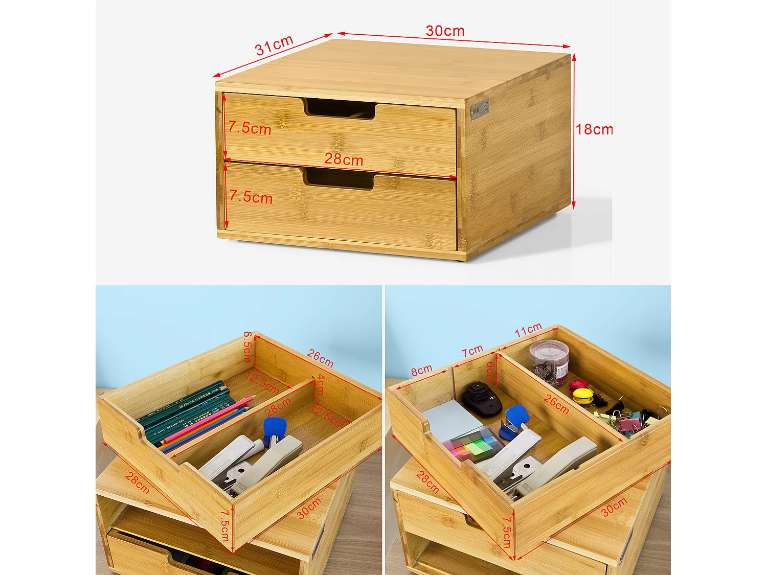 Estante cafetera,  Soporte para Cápsulas de Café,  Con 2 cajón,  de Bambú,  FRG82-N SoBuy ES