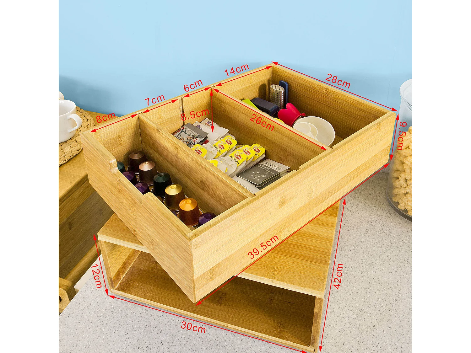 Grande Boîte à Capsules de Café à thé, Porte-Capsules Distributeur de capsules à tiroir, FRG83-N