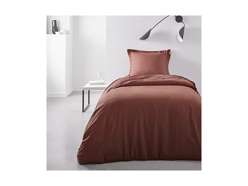 Housse de couette lisse 100% coton, qualité 144 fils. Terre cuite 240x220cm