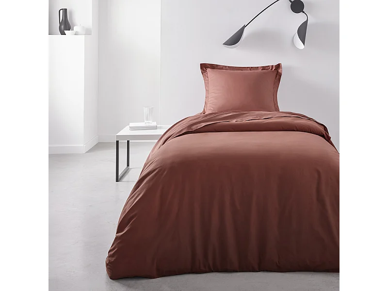Housse de couette lisse 100% coton, qualité 144 fils. Terre cuite 240x220cm