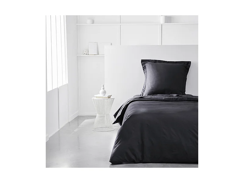 Housse de couette lisse 100% coton, qualité 144 fils. Fusain 240x220cm