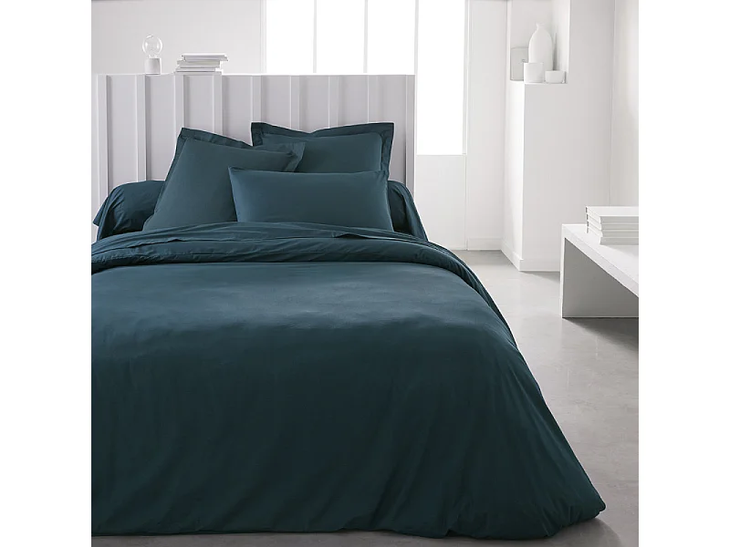 Housse de couette lisse 100% coton, qualité 144 fils. Bleu pétrole 240x220cm