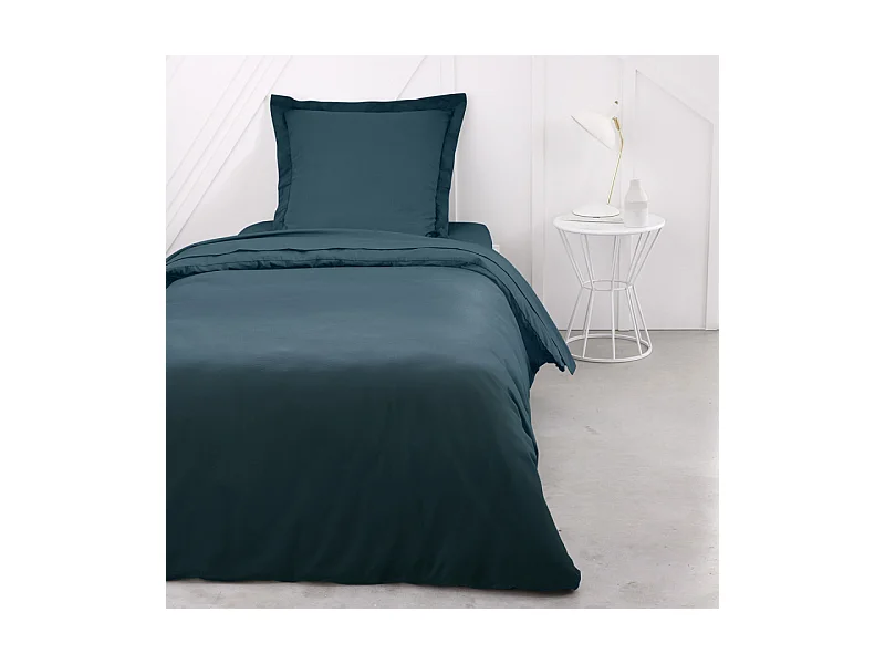 Housse de couette lisse 100% coton, qualité 144 fils. Bleu pétrole 240x220cm