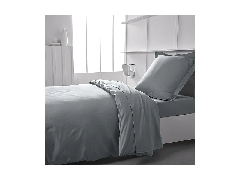 Housse de couette lisse 100% coton, qualité 144 fils. Acier 260x240cm