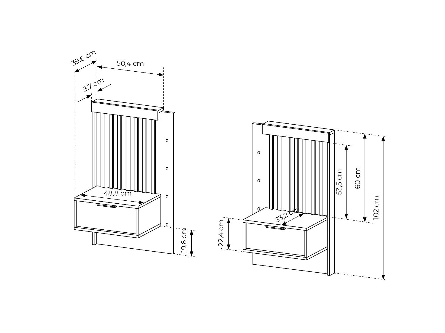Cama con mesitas de noche 160 x 200 cm - Con LEDs - Color: Natural y negro + Somier - ARIADA