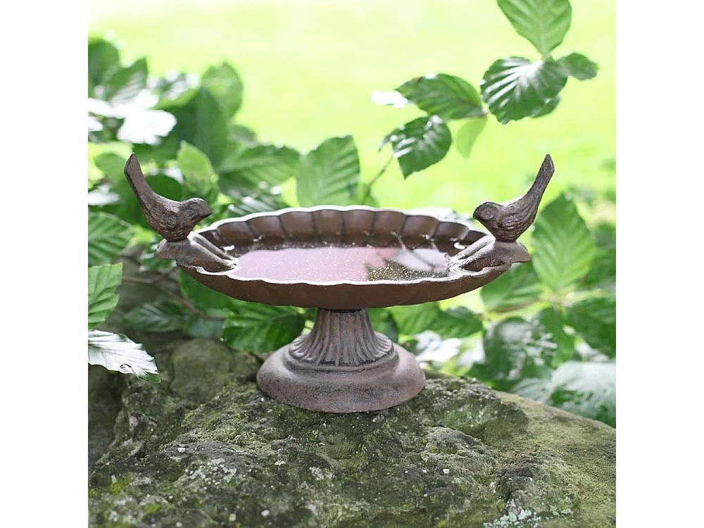 Plateau de graines en fonte avec oiseaux décoratifs