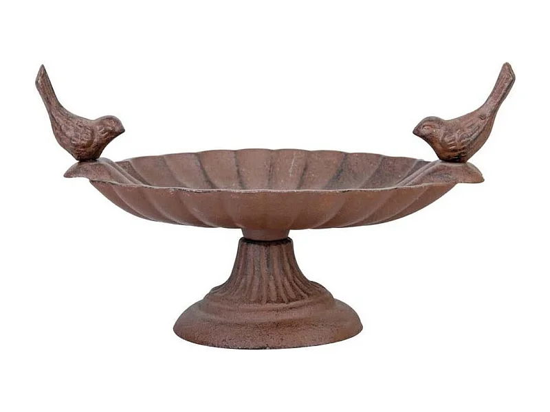 Vogeltränke aus Gusseisen mit dekorativen Vögeln