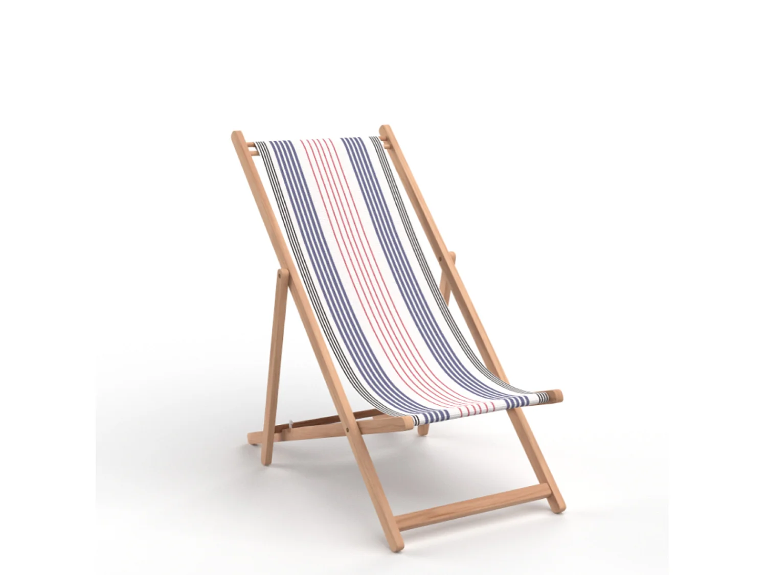 Lot de 2 chiliennes pliantes réglables - Structure hêtre toile 100 % acrylique amovible - SANTORIN