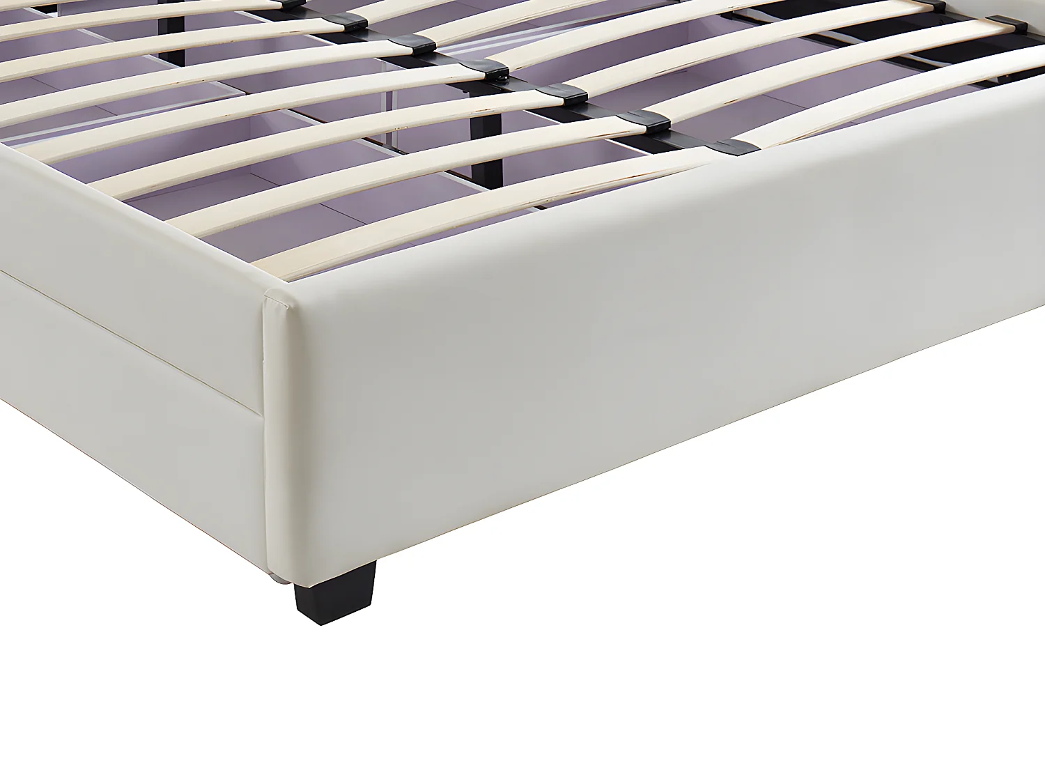 Lit 160 x 200 cm avec rangements - Simili blanc avec LEDs - ALOIS II