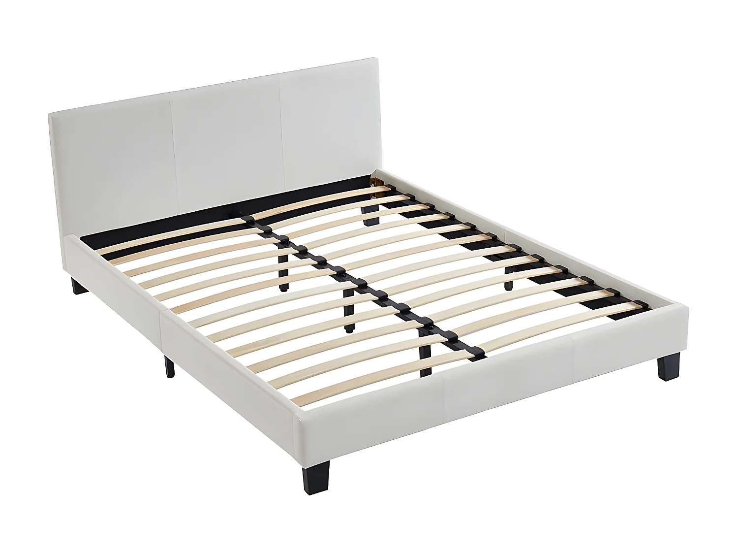 Lit 140 x 190 cm - Simili - Blanc - CORNELIUS II