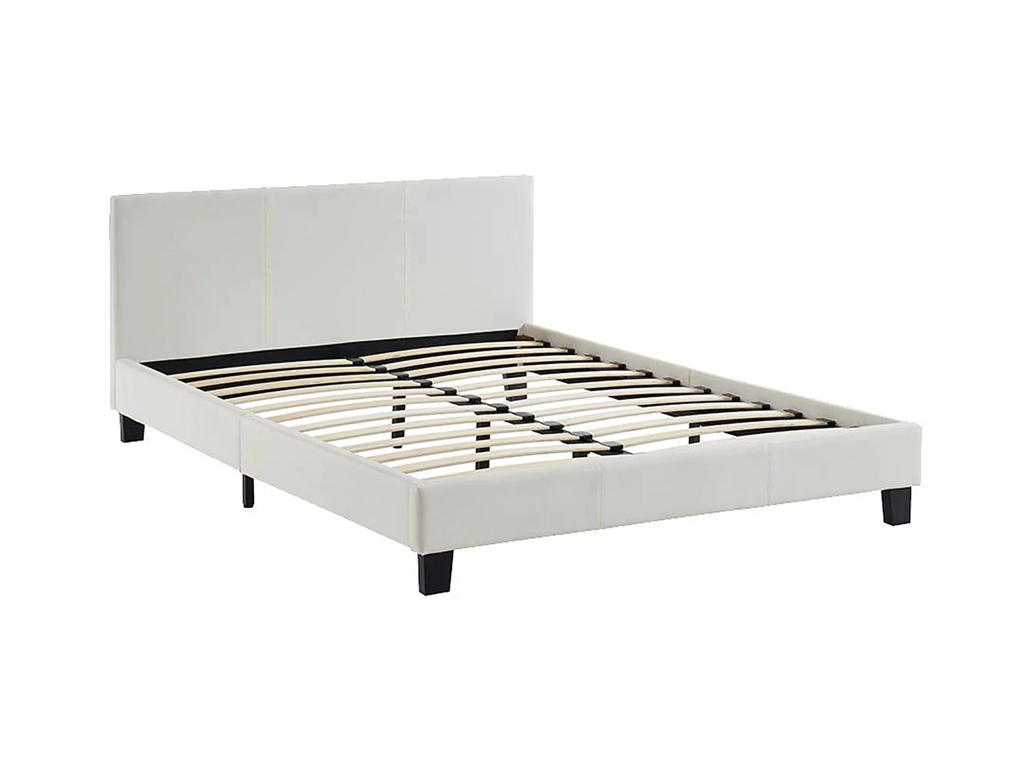 Cama CORNELIUS - 140x190cm - Piel sintética blanca