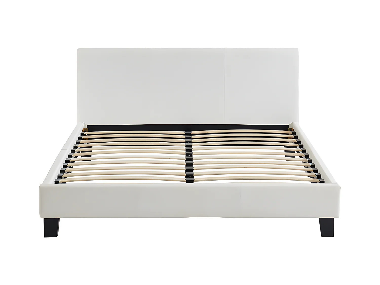 Cama CORNELIUS - 140x190cm - Piel sintética blanca