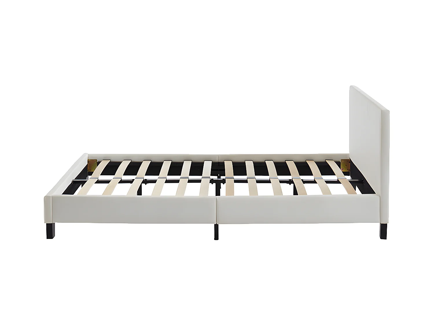 Cama CORNELIUS - 140x190cm - Piel sintética blanca