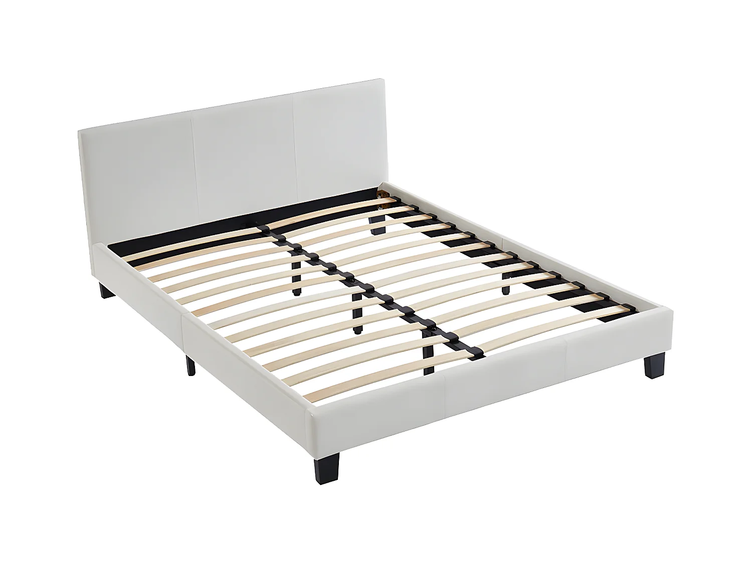 Cama CORNELIUS - 140x190cm - Piel sintética blanca