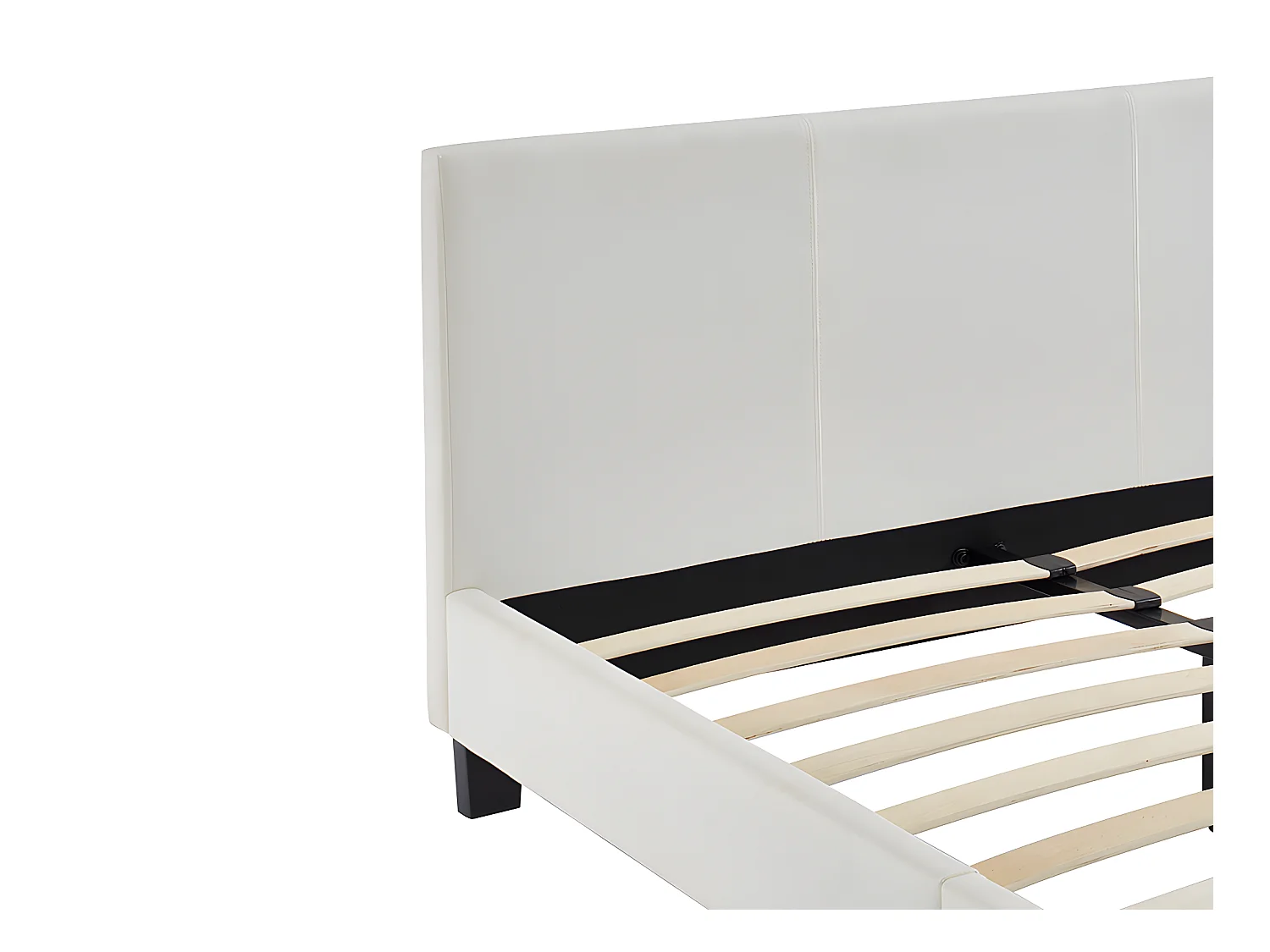 Cama CORNELIUS - 140x190cm - Piel sintética blanca