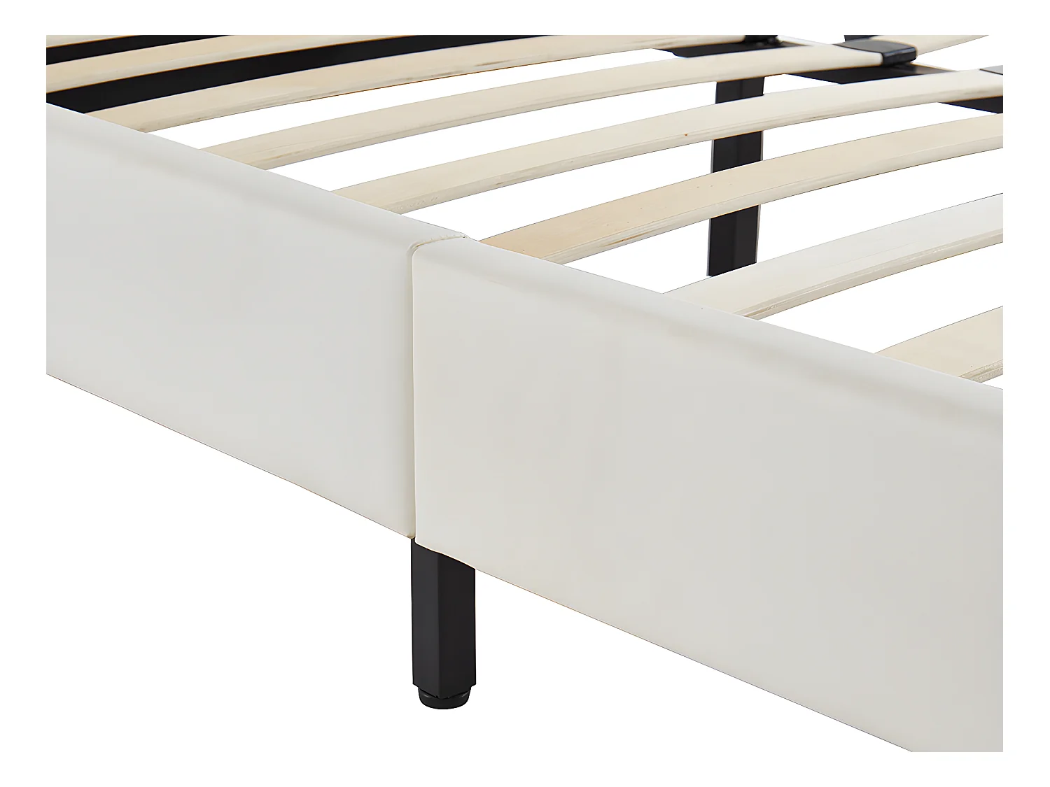 Cama CORNELIUS - 140x190cm - Piel sintética blanca
