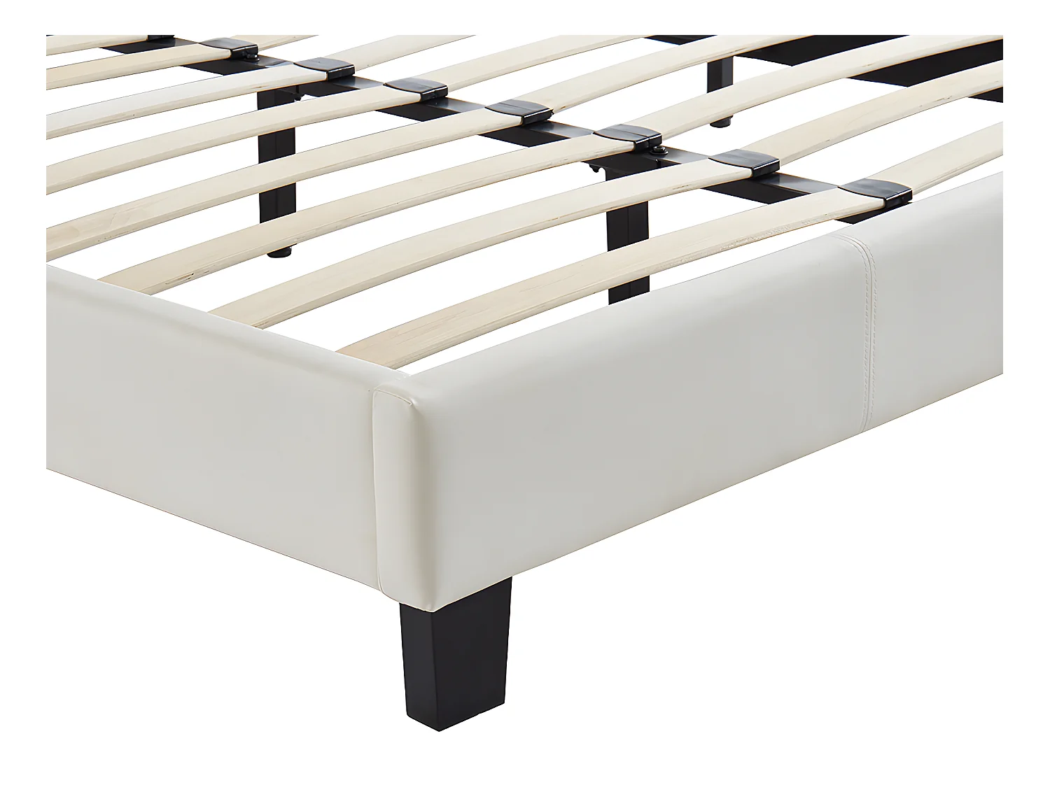 Cama CORNELIUS - 140x190cm - Piel sintética blanca