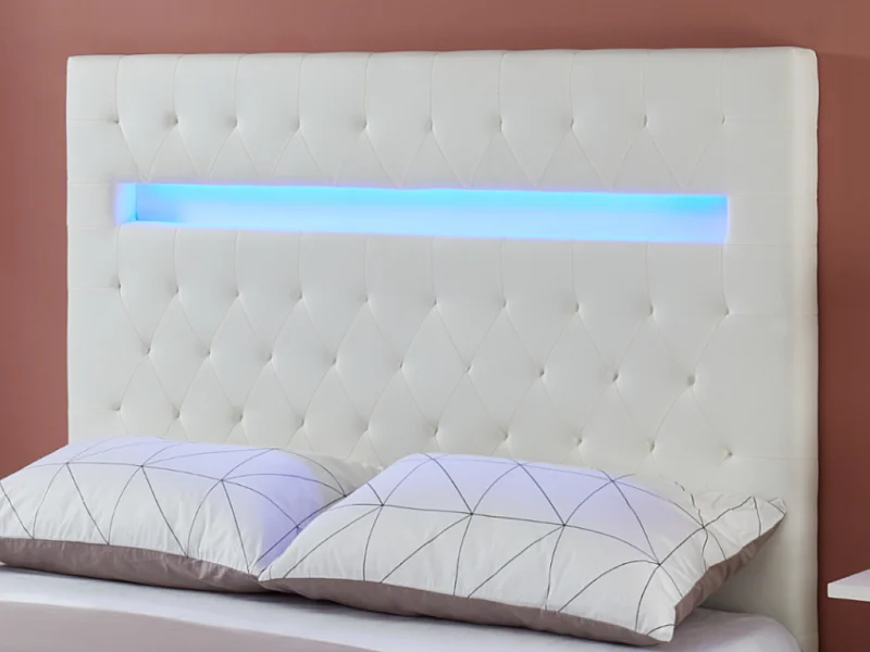 Tête de lit SUPERNOVA II - 170 cm - Avec LEDs - Simili blanc
