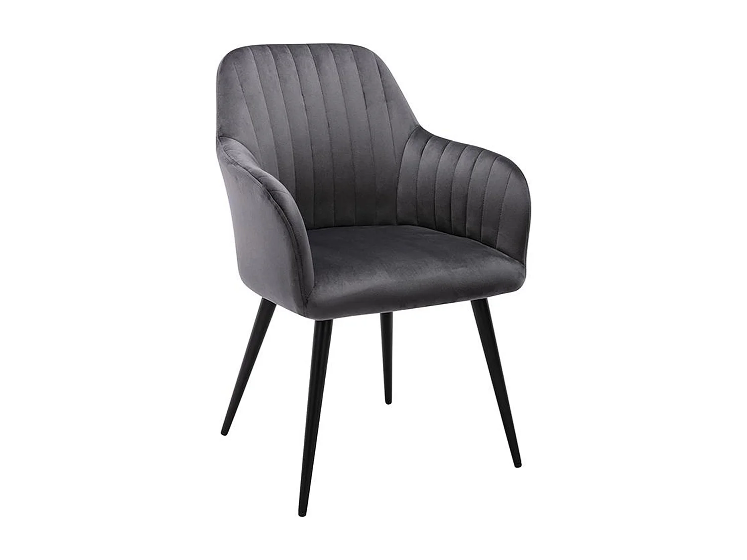 Sedia con braccioli Velluto e Metallo Nero Grigio - Lotto di 2 - ELEANA