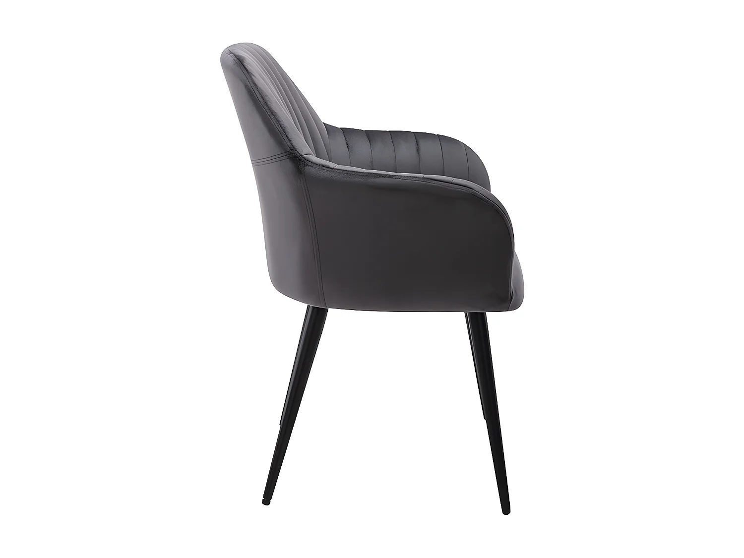 Sedia con braccioli Velluto e Metallo Nero Grigio - Lotto di 2 - ELEANA