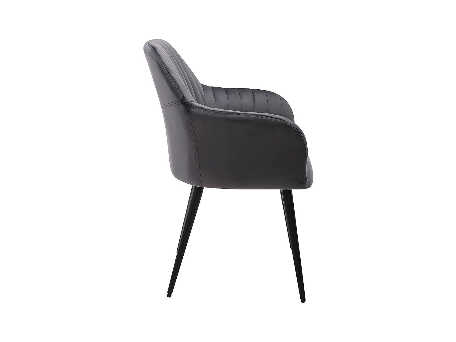 Stuhl mit Armlehnen 2er-Set - Samt & Metall Schwarz - Grau - ELEANA