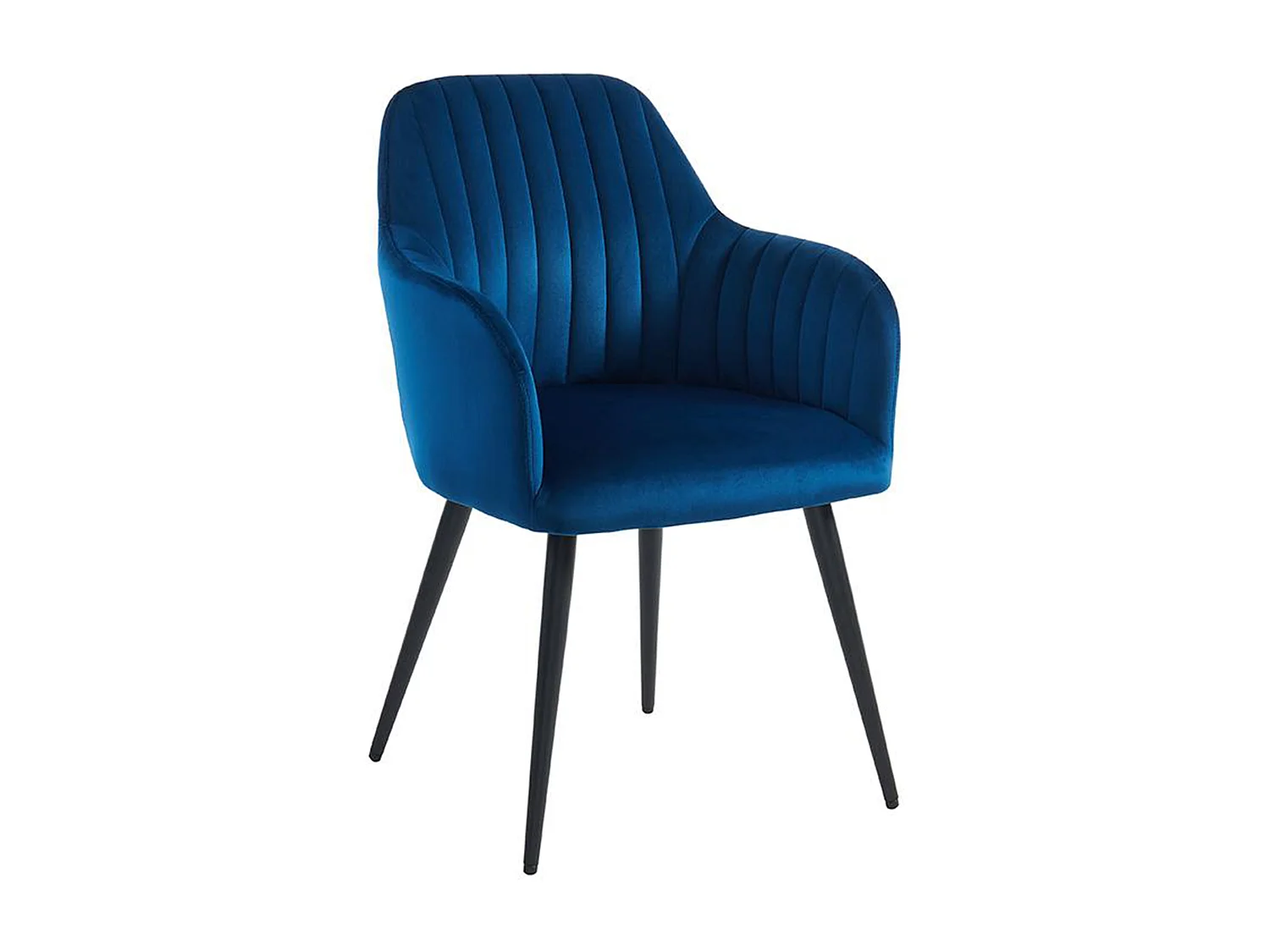 Lot de 2 chaises avec accoudoirs en velours et métal noir - Bleu - ELEANA