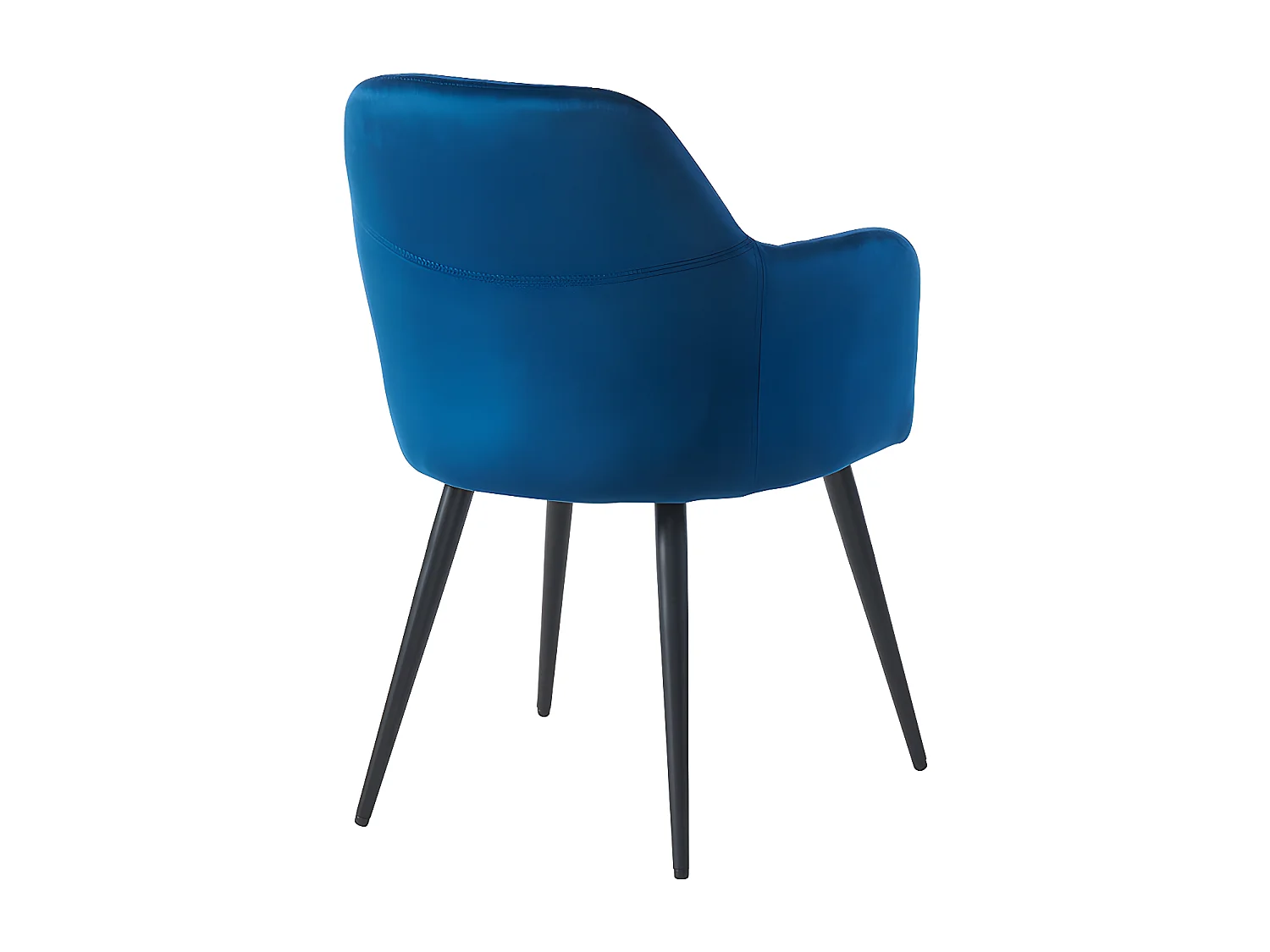 Lot de 2 chaises avec accoudoirs en velours et métal noir - Bleu - ELEANA