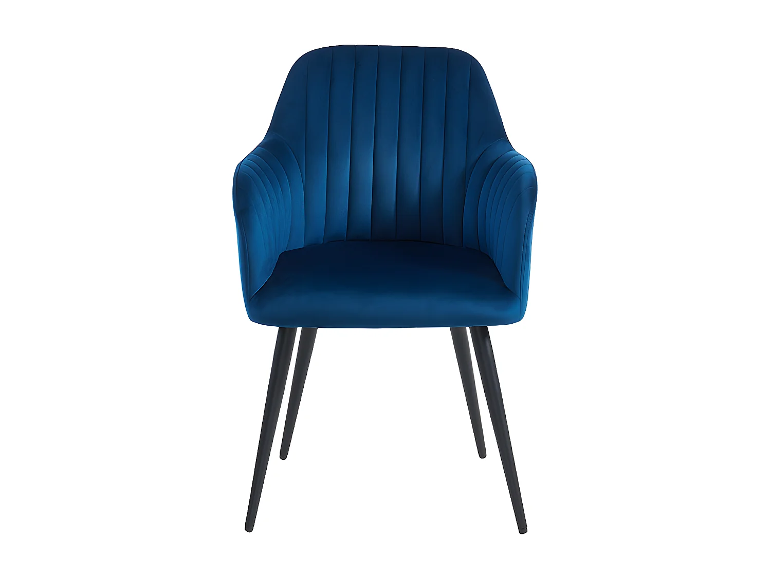Lot de 2 chaises avec accoudoirs en velours et métal noir - Bleu - ELEANA