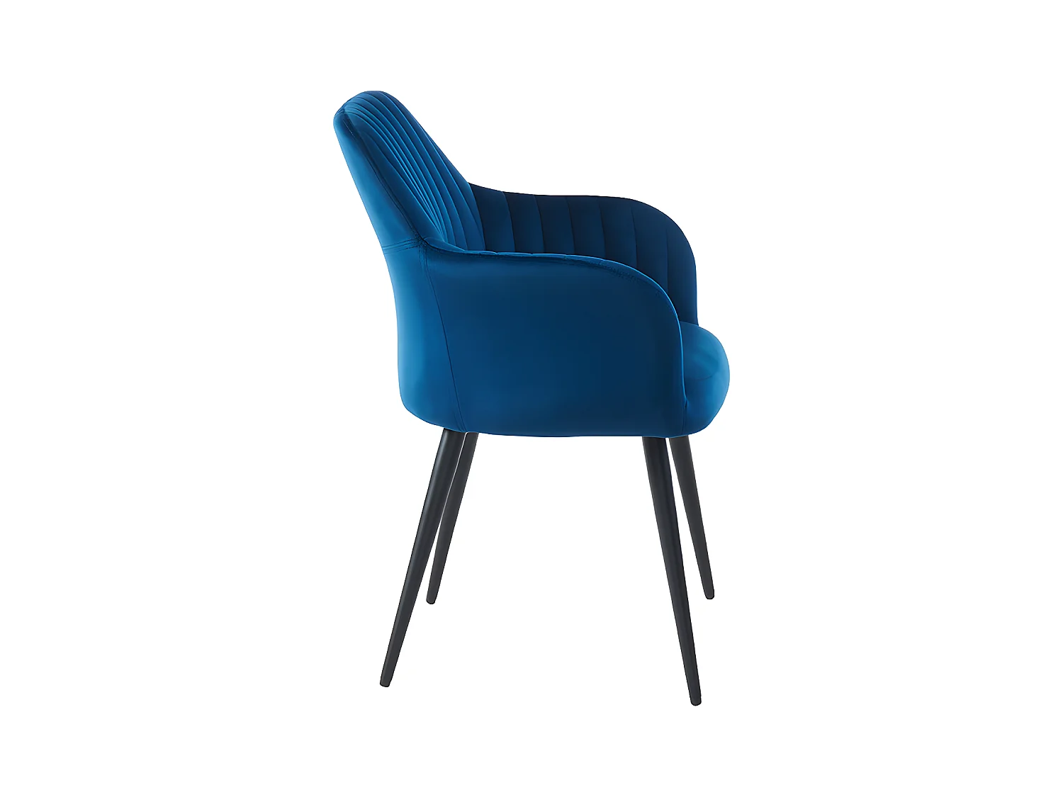 Stuhl mit Armlehnen 2er-Set - Samt & Metall Schwarz - Blau - ELEANA